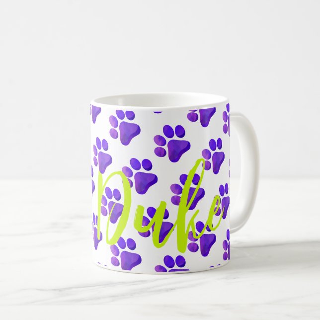 Mug Empreintes de pattes Purple PET NOM Chat Chien Col (Devant droit)