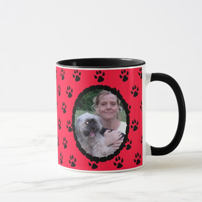 Mug Empreintes de pattes rouges et noirs Photo personn (Droite)