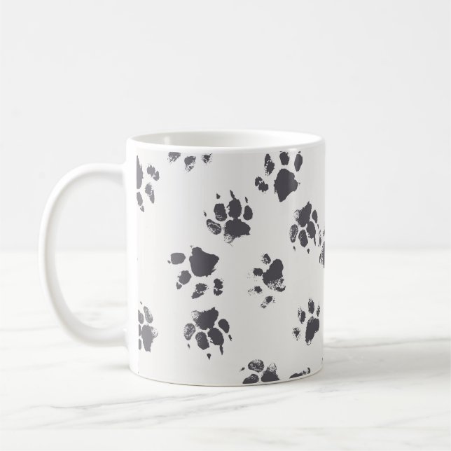 Mug Empreintes Paw : Chien Monochrome Sans Seamless. (Gauche)