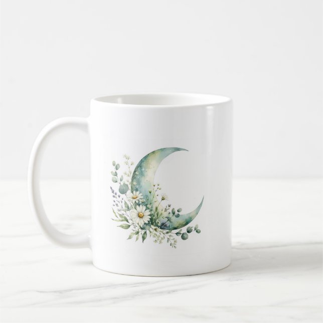 Mug en aquarelle Fleurs sauvages au clair de lune (Gauche)