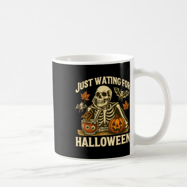 Mug En attente de la conception Citrouille du squelett (Droite)