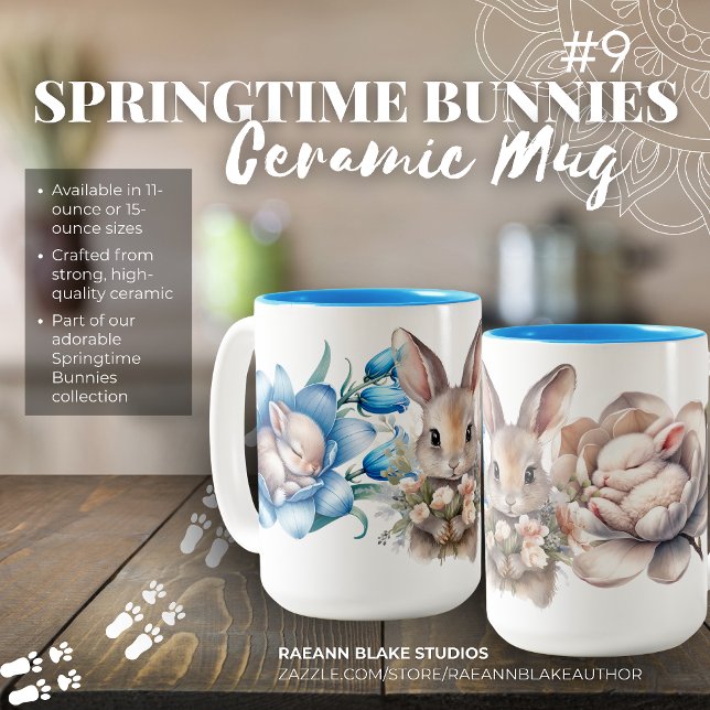 Mug en céramique à deux tons 'Bunnies Springtime' (Créateur téléchargé)