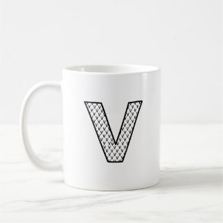 Mug en céramique à monogramme V Lettre Personnalis