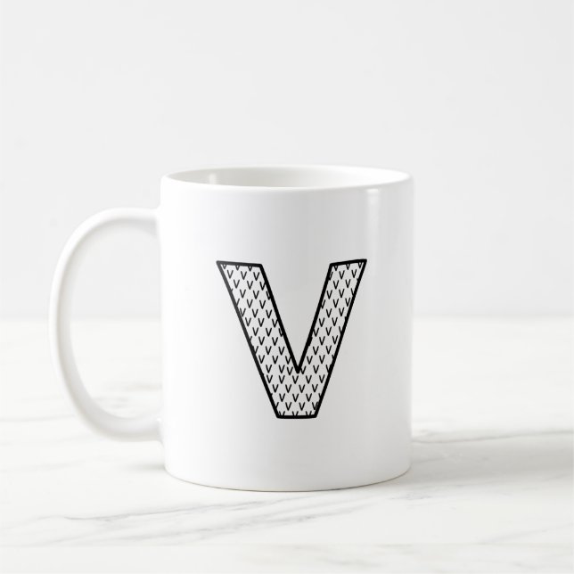 Mug en céramique à monogramme V Lettre Personnalis (Gauche)