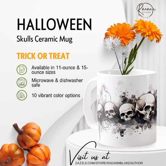 Mug en céramique à motif de crânes d'Halloween (Créateur téléchargé)
