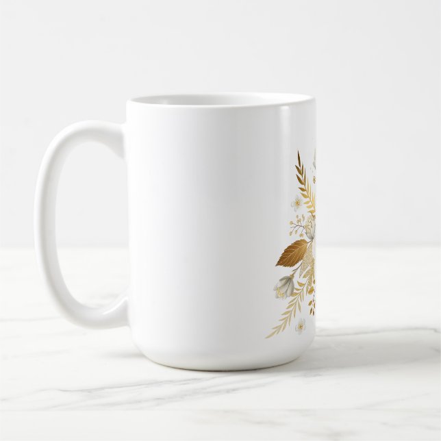 Mug en céramique avec Flore d'or blanc (Gauche)