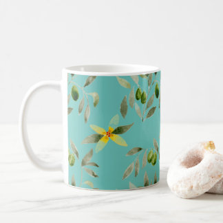 Mug en céramique avec motif d'olive sur sarcelle c