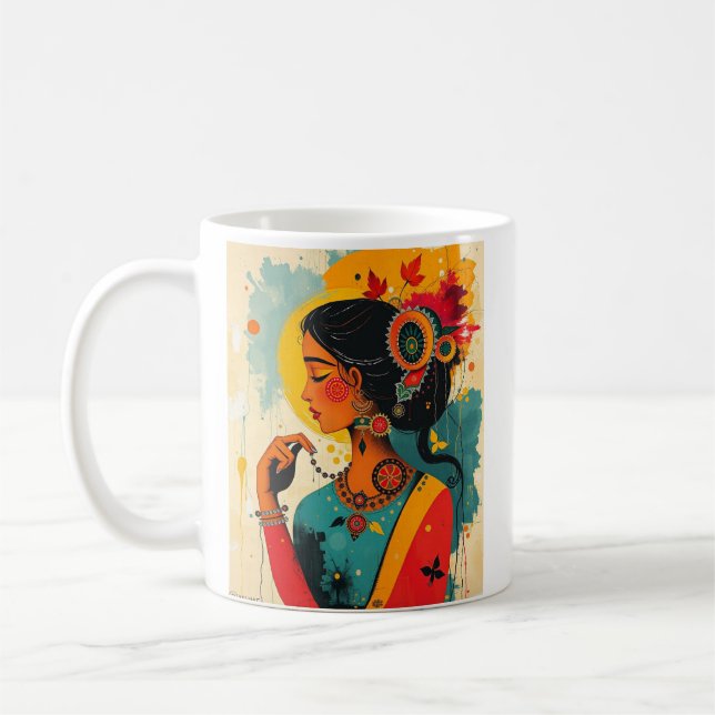 Mug En Céramique Avec Un Design Classique De Femme (Gauche)