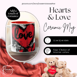 Mug en céramique bicolore Cœurs & Amour