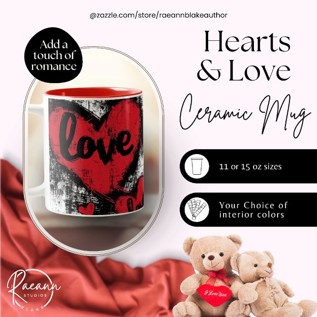 Mug en céramique bicolore Cœurs & Amour (Créateur téléchargé)