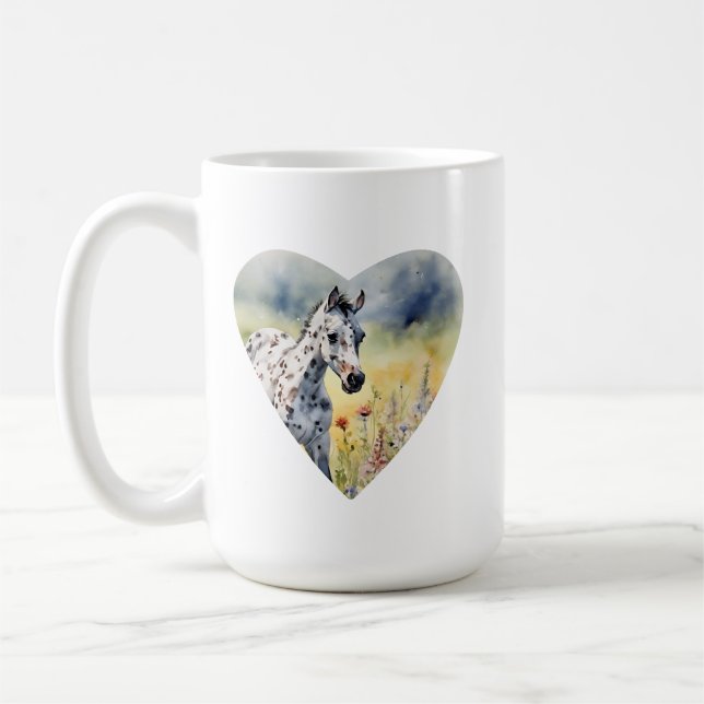 Mug en céramique blanche de 15 oz de Cheval Lover (Gauche)