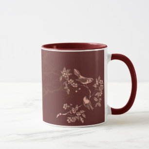 mug en céramique chant d'oiseau beauté asiatique