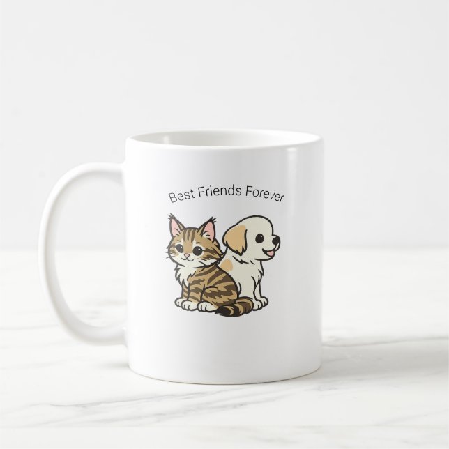 Mug en céramique Chat et Chien de dessin animé mig (Gauche)