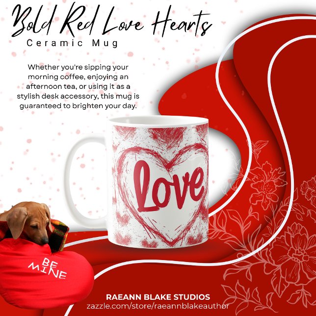 Mug en céramique coeurs rouges amoureux gras (Créateur téléchargé)