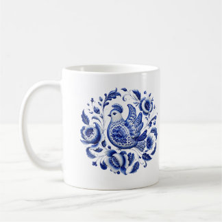 Mug en céramique d'art au paon bleu de Gzhel — Tra