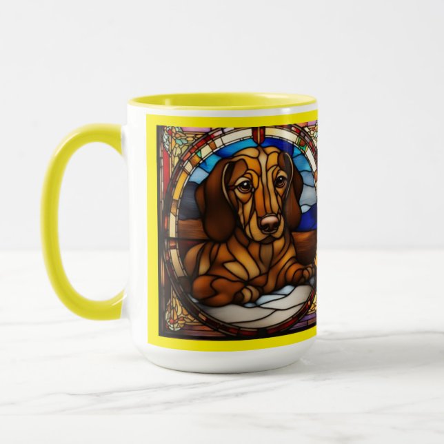 Mug en céramique de café avec un dachshund mignon (Gauche)