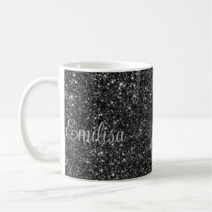 Mug en céramique de nom étincelant en argent perso