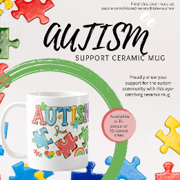 Mug en céramique de soutien pour l'autisme