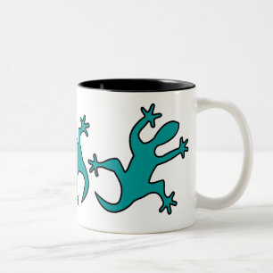 mug en céramique deux tons lézard vert