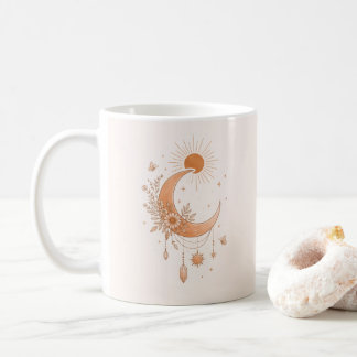 Mug en céramique floral soleil et lune Boho