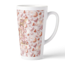 Mug en céramique grande taille rose gold cœurs pou