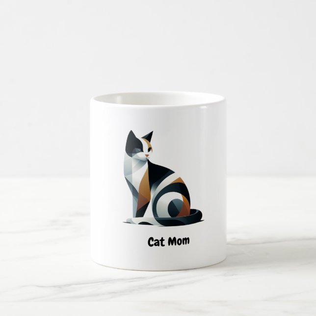 Mug en céramique maman chat calico mignon (Centre)