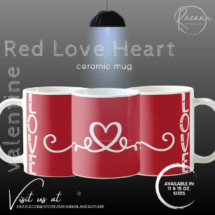 Mug en céramique moderne rouge en forme de cœur po