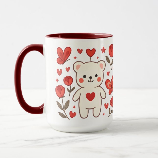 Mug en céramique Ours Cœur Romantique (Gauche)