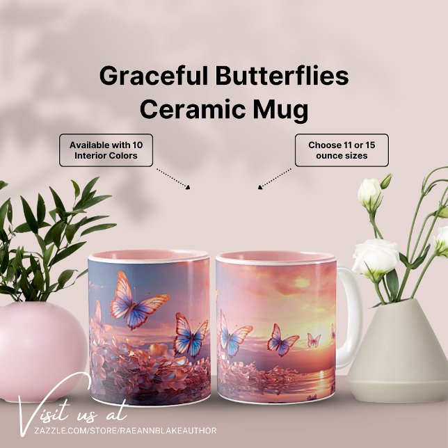 Mug en céramique Papillons gracieux (Créateur téléchargé)