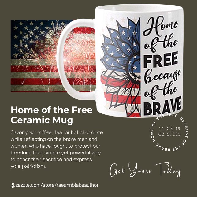 Mug en céramique patriotique USA Home of the Free (Créateur téléchargé)