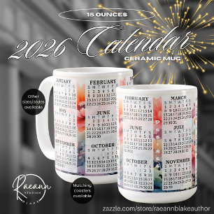 Mug en céramique personnalisé de 15 oz. Calendrier