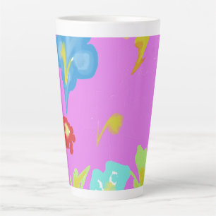 Mug en céramique pour latte avec art floral coloré