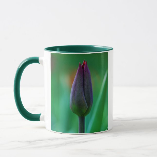 Mug en céramique pourpre à fleurs fraîches (Gauche)