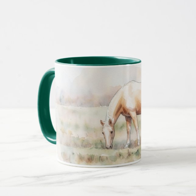 Mug en céramique représentant un cheval Palomino p (Devant gauche)