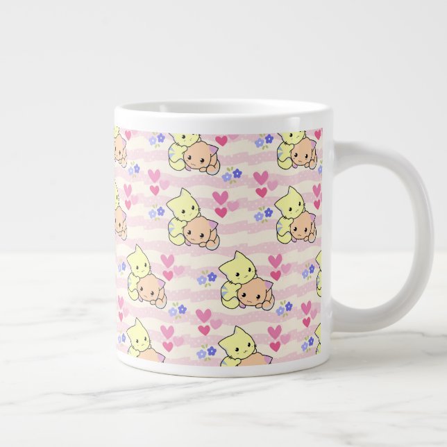 Mug en céramique rose pastel avec chatons Kawaii m (Droite)