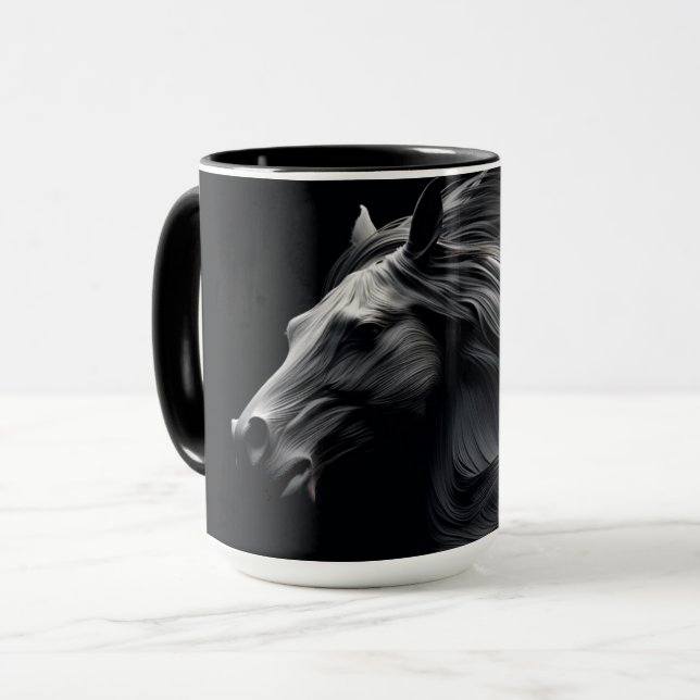 Mug en céramique Twilight du cheval espagnol noir (Devant gauche)