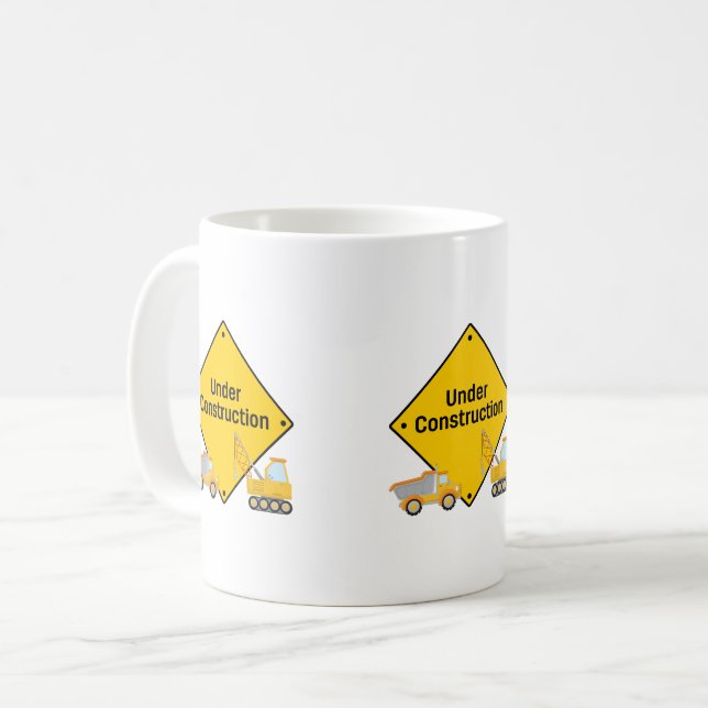 Mug En construction avec camions (Devant gauche)