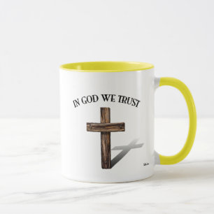 Mug En Dieu nous avons confiance avec une croix robust
