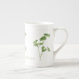MUG EN FAIENCE FINE AU PERSIL FRAIS
