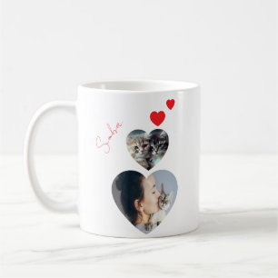 Mug en forme de cœur avec photo et nom personnalis
