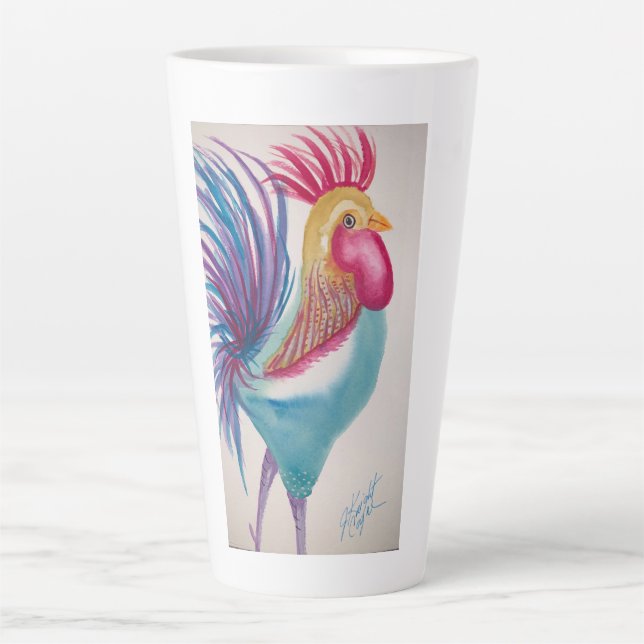 Mug en latte avec design de coq (Devant)