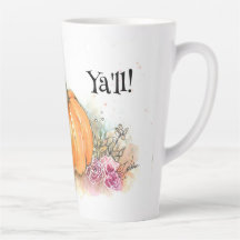 Mug en latte citrouille et fleur