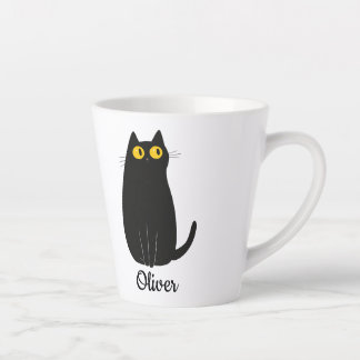 Mug en latte de chat noir personnalisé - Nom perso