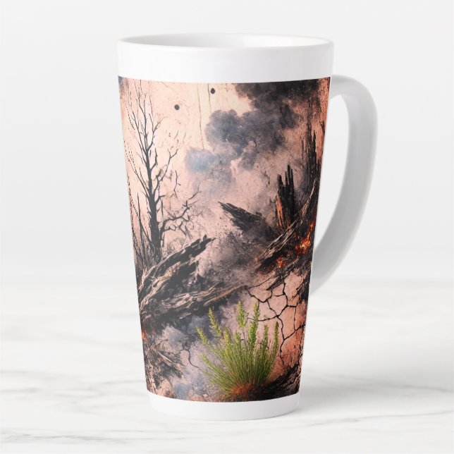 Mug en latte de coeur Abstrait - Design élégant (Angle droit)