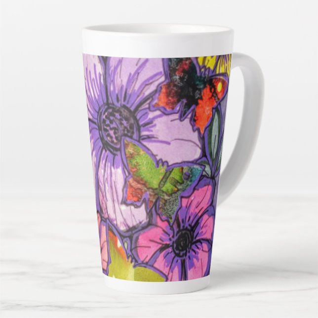 Mug en latte de design floral (Angle droit)