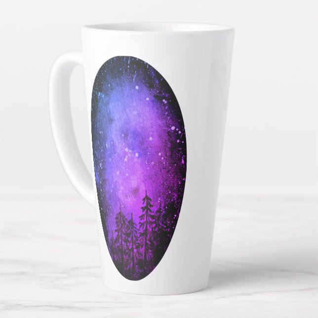 Mug en latte de galaxie violette et verte (Angle gauche)