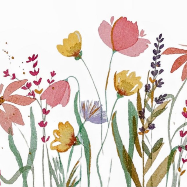 Mug en latte de la prairie fleur sauvage (Original hand-painted watercolour wildflower meadow)