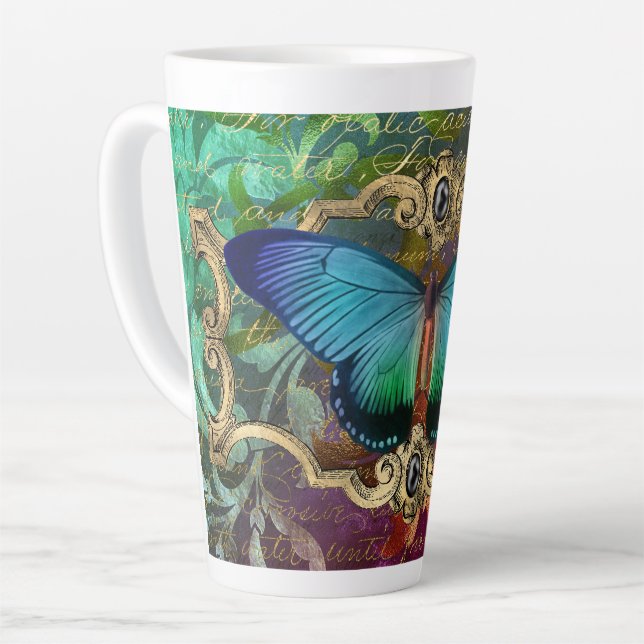 Mug en latte de papillon de forêt enchantée (Angle gauche)