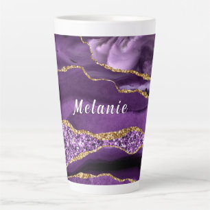 Mug en latte de Parties scintillant d'or violet av