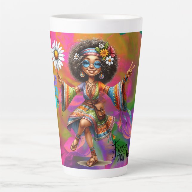 Mug en latte d'enfant hippie chic de couleur-Me (Devant)